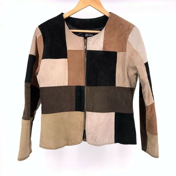 Karen Arnold Jackets & Blazers - Karen Arnold Leather Patchwork Full Zip Jacket